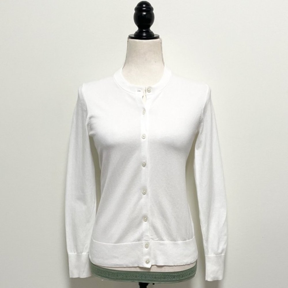 ❕🤍Jcrew Jackie Cotton Long Sleeve Cardigan Sweater White Size Small